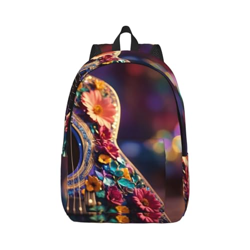Sac à dos de voyage décontracté imprimé guitare pour femme