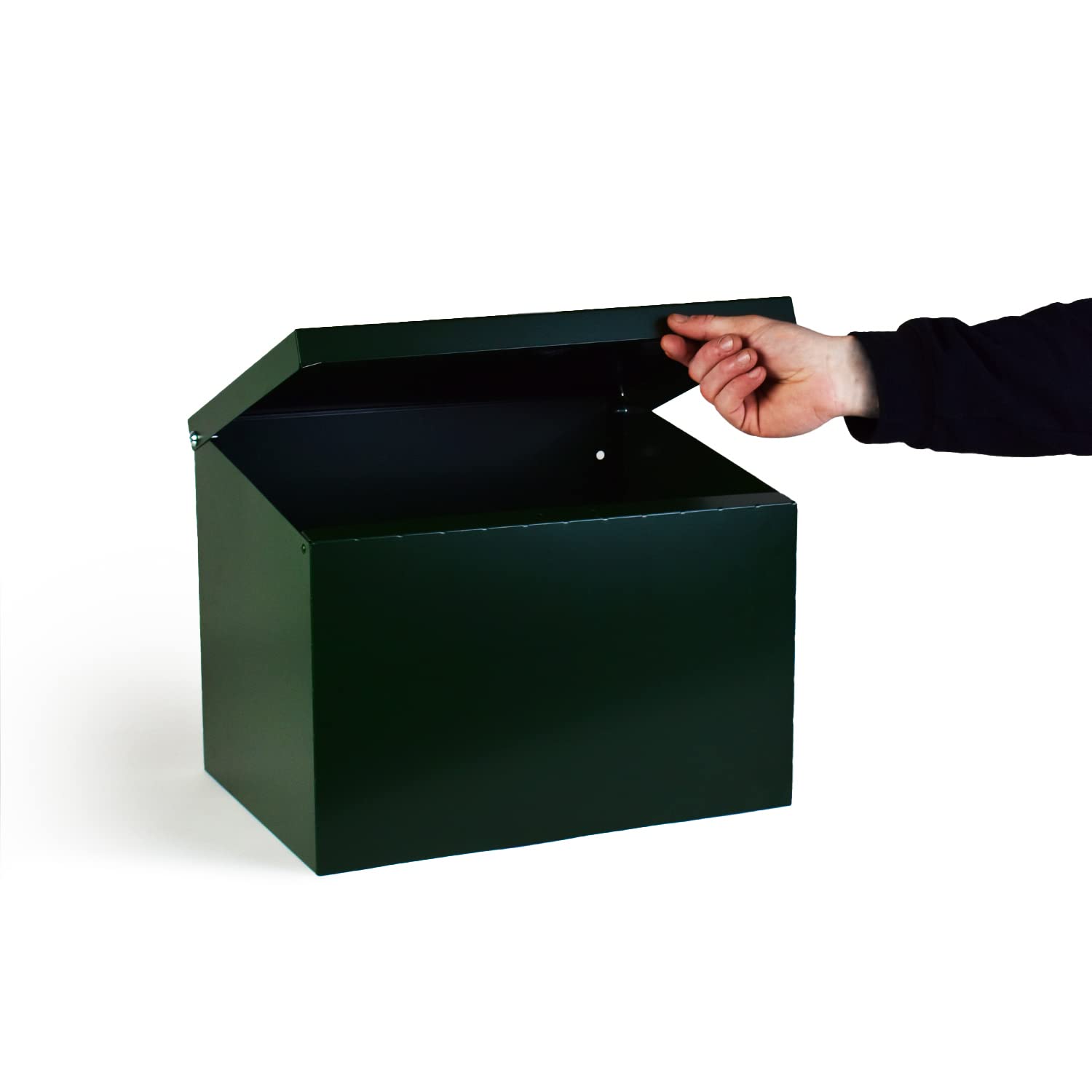 Indoor Outdoors Green Metal Parcel Delivery Box - Waterproof And Secure Container, Courier Package, Postbox, Drop Box Deliveries - British Steel (, Without Lock)