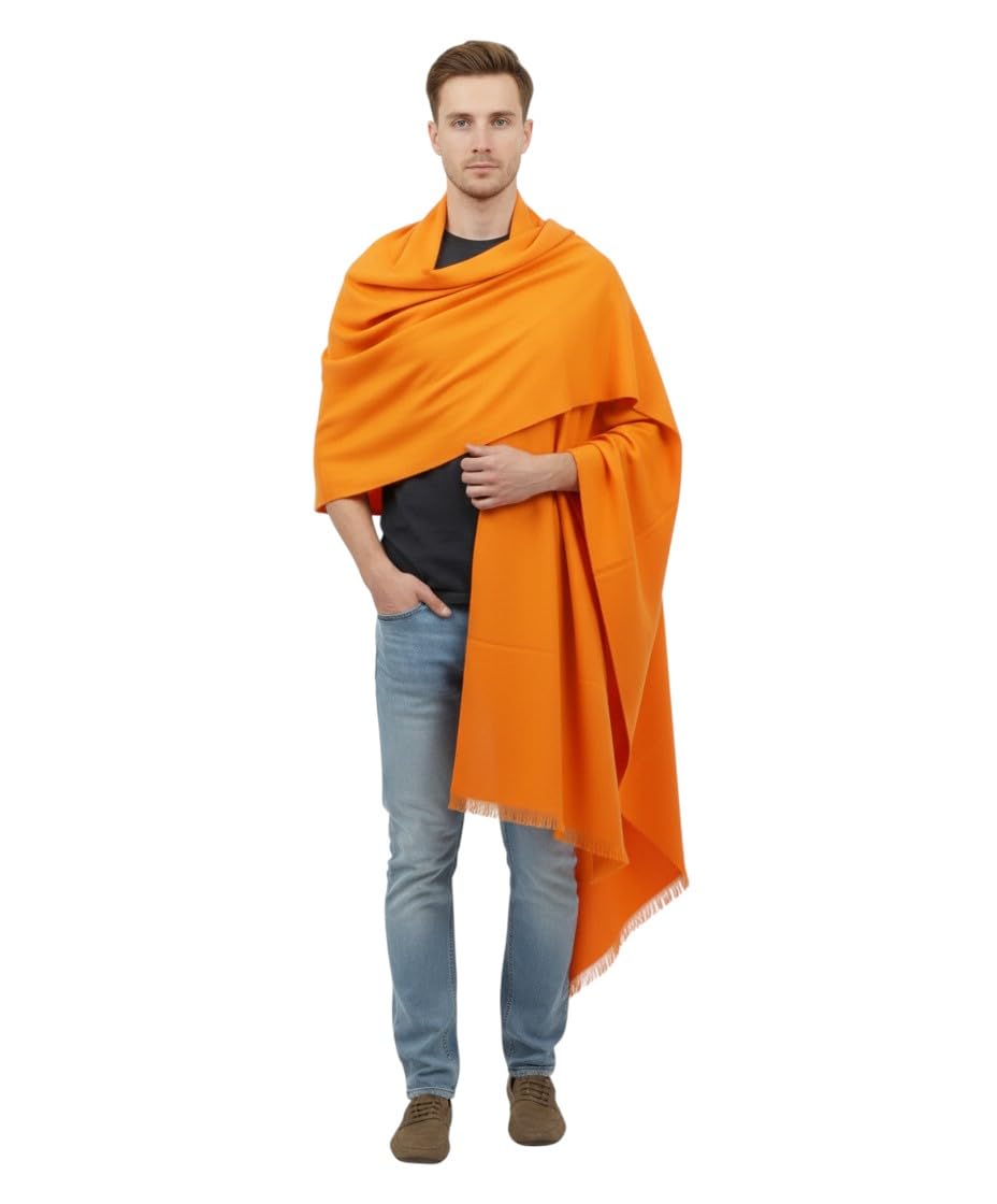 sprha Orange Wool Solid Men's Shawl KA-SWL-17-picture-26