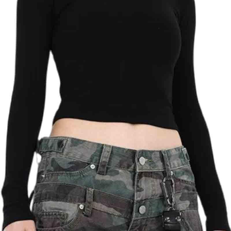 Women's Plus Size Vintage Cargo Jeans, High Waist Baggy Camo Jean Straight Leg Pants for Casual Streetwear - Image 4