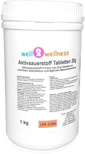 Aktivsauerstoff Tabletten 20g / Sauerstofftabs O²-Tabs 20g chlorfrei 1,0 kg Plus Dosierer