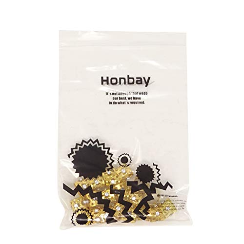 Honbay 20Pcs Gold Rhinestone Hair Rings Dreadlocks Beads Braid Hair Cuffs Braiding Hair Jewelry (Triangle Hollow Out) #TOP5