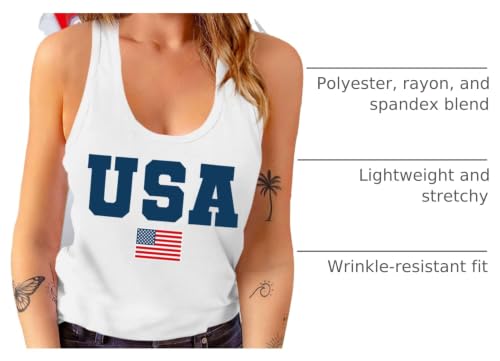 Image of Ithalt Womens American Flag Shirts 4th of July Outfits USA T-Shirt Patriotic Tank Shirt Fourth of July Sleeveless Tops