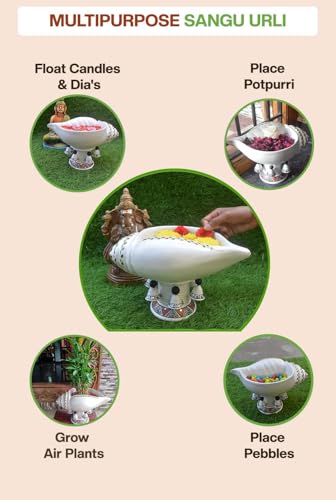 Image of Village Decor Terrcotta Handpainted Sangu Urli (Sangu Urli with Stand)
