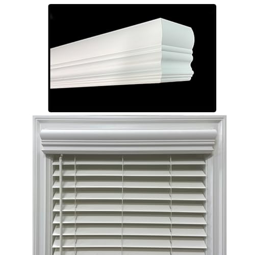 Faux Wood Blinds Valance for Horizontal and Venetian Blinds (Hidden Valance Clips Included). Inside or Outside Mount - Custom Made to Your Size (Color: White) - Royal Crown Cornice