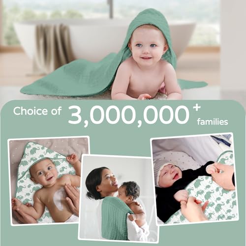 image for Yoofoss Hooded Baby Towels for Newborn 2 Pack 100% Muslin Organic Cott