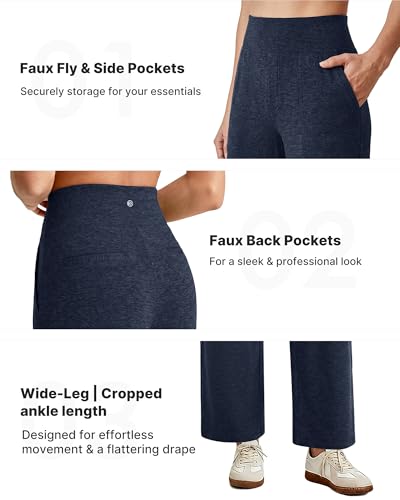 Image of G4Free EverGoing Wide Leg Ankle Pants for Petite Women with Pockets Stretch