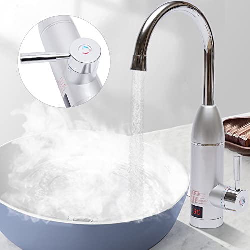 Robinet électrique rotatif à 360° Chauffage instantané à eau chaude en acier inoxydable sans réservoir LED numérique pour maison, cuisine, salle de bain Cover