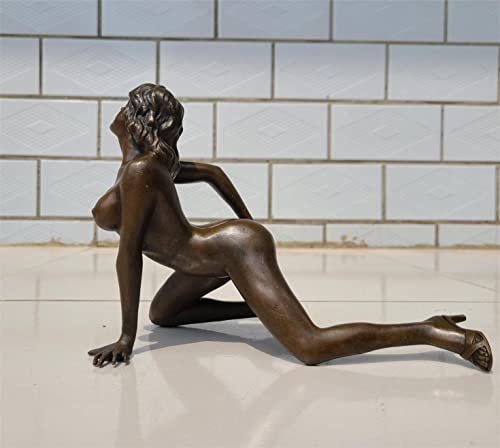 Bronze Sexy Statue And Sculptures 6.7″ Nude Kneel Woman Statue Figurine Sexy Naked Female Sculpture Art Decoration #TOP4