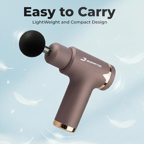 Image of Durafit91 Pulse Pro Handy Deep Tissue Massage Gun for Full-Body Pain Relief, Rechargeable and Cordless with Lithium Battery | 6 Speed Intensities (Low to High) | Includes 4 Interchangeable Massage Heads for Various Muscle Relaxation Needs (Neck, Shoulder, Back, and Foot) for Men and Women | Suitable for Use at Home, the Gym, and During Travel (Grey)