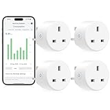 EIGHTREE Smart Plug with Energy Monitoring, Smart Plugs that Work with Alexa, Google Home, WiFi Smart Socket with WiFi Remote Control and Timer Function, 2.4GHz Wi-Fi Only, 13A, 4 Pack