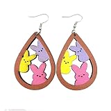 Colorful Easter Rabbit Wooden Dangle Earrings for Women Girls Jewelry(A)