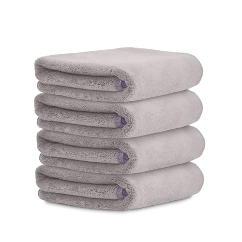 Image of HOUSSE Natural Microfiber Face Towel Atmosphere Gray | Quick Dry Makeup Remover | Antimicrobial for Sensitive Skin | Eco-Friendly 450 GSM | Soft Touch Set | 30x30 cm | Pack of 4
