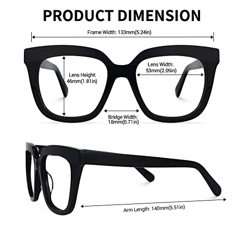 Image of Zeelool Oversize Thick Square Eyeglasses Classic Full Rim Acetate Eyewear Frame for Women men Milledge ZWA814760-01 Black