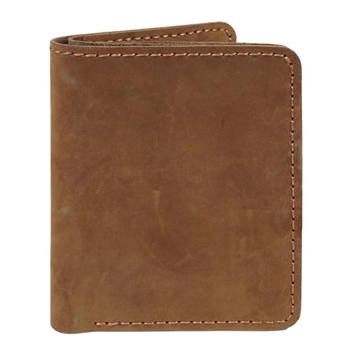 HATA Handmade Alligator Belly Wallet Men Hornback Crocodile Credit Card Premium RFID Blocking Flip ID Wallet Made by Vietnamese Craftman, Vertical - Brown - Cowhide, 4