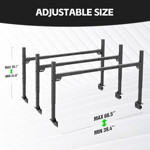 Image of Adjustable Ladder Bed Racks Compatible with Tacoma /Silverado /Sierra /Ram /Tundra /Titan /Frontier /Colorado /Canyon /JT /Ford F-150 / Ranger /Maverick, Extendable Heavy Duty Steel Cargo Rack