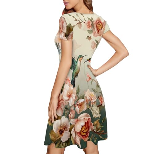 Image of Forchrinse Native Aztec Style Black White Geometric Women's Midi Dress Casual Long Dress Round Neck Swing Dress