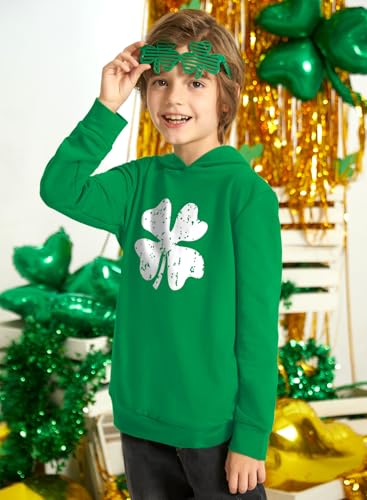 St Patrick's Day Kids Green Hoodie Sweatshirt with Pockets 4-12 Years4