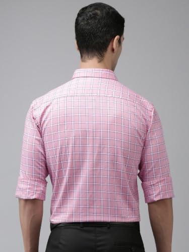 Image of Park Avenue Men's Pure Cotton Checks Pattern Slim Fit Semi Cutaway Collar Full Sleeve Formal Shirt