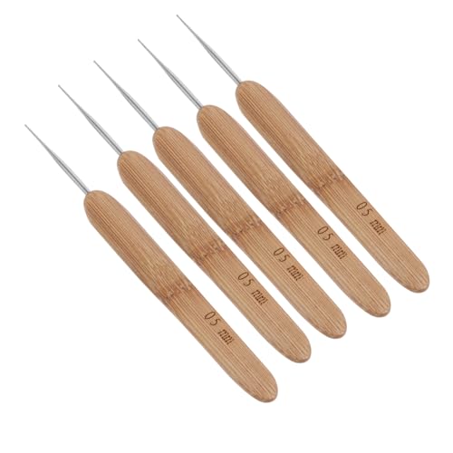 Healifty 5 piezas Herramienta para Cabello Agujas Crochet para Rastas con Mango de Bambú Ganchillo para Trenzas y Peinados Ligera y Portátil para Mantenimiento Fácil
