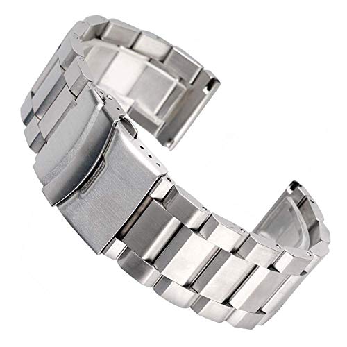 Sangle de montre 20mm bouchette de remplacement acier inoxydable argent 24mm
