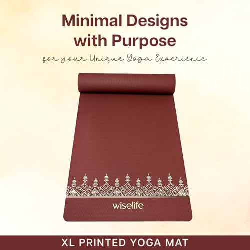 Image of WiseLife Grande XL 6 MM TPE Yoga Mat for Men & Women | Extra Thick, Long & Wide Premium Exercise Mat with Yoga Strap | Anti-Slip & Anti-Tear Ideal for Yoga, Pilates, Home Workouts & Gym Use (Maroon)