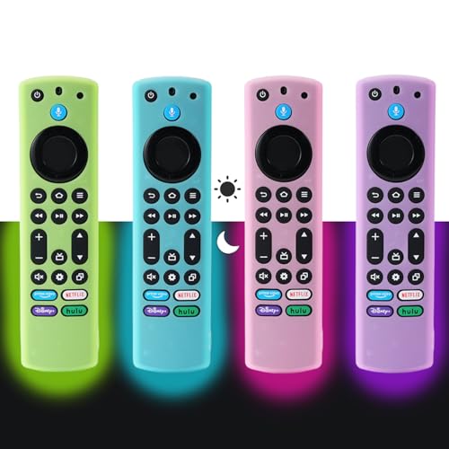 4 Pcs Fire Stick Remote Cover, Firestick Remote Cover, Glow in The Dark Protective Case, Non-Slip Design, Suitable for Frie TV 4 Alexa REMOTE