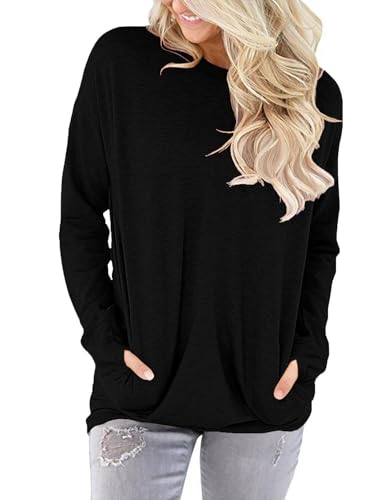 ONLYSHE Womens Crewneck Sweatshirt Casual Loose Fitting Tops Long Sleeve T Shirt