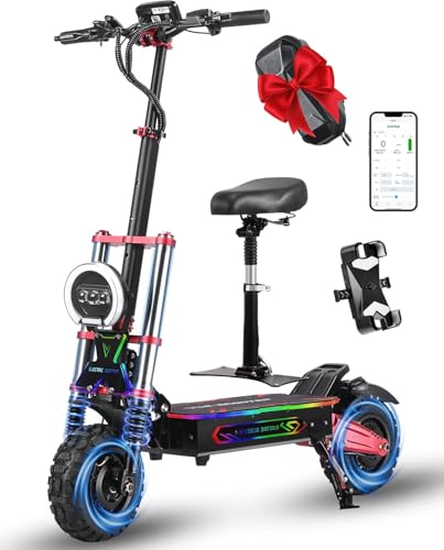 S5 Monopattino Elettrico Adulto, Chilometraggio 120KM 60V 38AH, Carico 200kg, Super Motori Doppi, Doppi ammortizzatori, doppi freni a disco idraulici, Pneumatici Larghi Da 11'(Certificato UL2272)