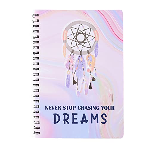 Image of PAPBOO A5, Easy to Carry, Dreams & Do More, Spiral Wiro Notebook : 100 GSM Natural Shade Paper, Dot Grid, 2 * 120 Pages, Journal, Diary, Gift