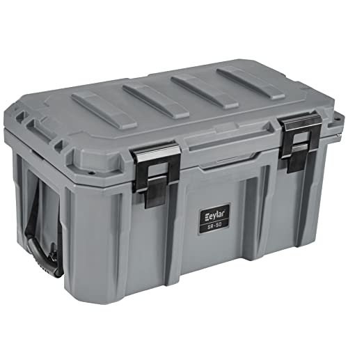 SR-50 Crossover Overland Cargo Case, Equipment Hard Case, Roto Molded, Stackable with Pad-Lock Hasp, Strap Mountable, TSA Standard, IPX4 Rated, 50 Liters (Gray)