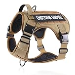 Belababy Tactical Anti Pull Dog Harness Small Medium Large, Adjustable Front Clip Service Dog Vest with Handle, Breathable Military Assistance Harness for Working Training, Wolf Brown, L