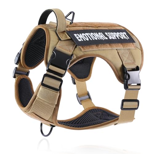 Belababy Tactical Anti Pull Dog Harness Small Medium Large, Adjustable Front Clip Service Dog Vest with Handle