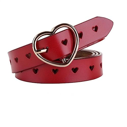 SCOOVY 1 Pc Cuir Ceintures Femmes en Forme de Coeur Marron Femmes Jeans Ceinture-Rouge, 105CM