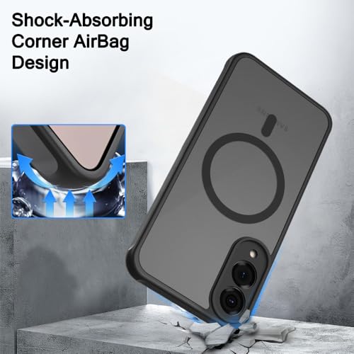 Image of TheGiftKart Hybrid Matte Frosted Translucent Back Cover Case for Samsung Galaxy S25 Edge 5G Compatible with MagSafe | Shockproof Design | Camera Protection Module | Hard Cover (PC & TPU, Frost Black)