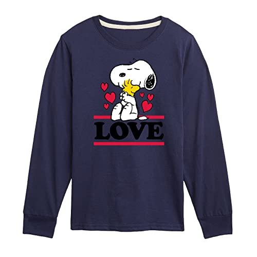 HYBRID APPAREL - Peanuts - Love Snoopy Woodstock - Toddler and Youth Long Sleeve Graphic T-Shirt - Size 2T Navy