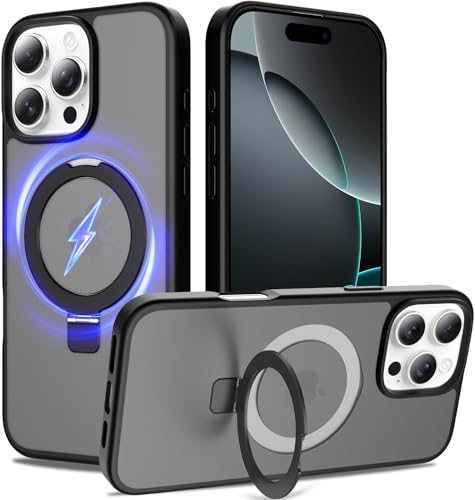 iYavvort Ultra-Magnetic Stand Case for iPhone 15 Pro Max, Black - image 1