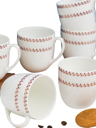 Image of Clay Craft Fine Ceramic Gold Printed Coffee /Tea Cups Set of 6-200 ml, Ceramic Tea Cups, Tea Cup Set of 6, Mugs for Coffee, Cups Set of 6, Mug Set, Ideal for Gifting, Perfect for Home, Office