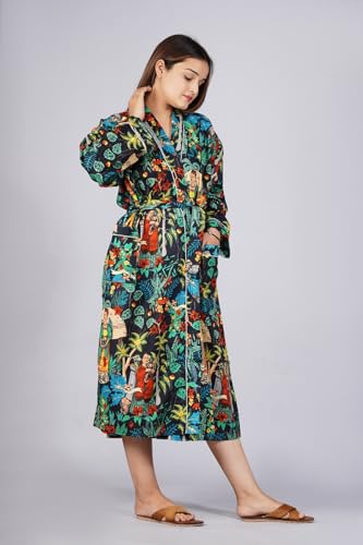 Image of Cotton Women Stylish Printed Kimono, Bath Robe,Night Wear Suit,Swim Wear, Night Dress, Beach Wear