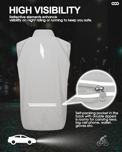 Image of 33,000ft Men's Cycling Jacket Long Sleeve, Waterproof Running Bike Vest Outerwear Reflective Windproof Sleeveless Jacket