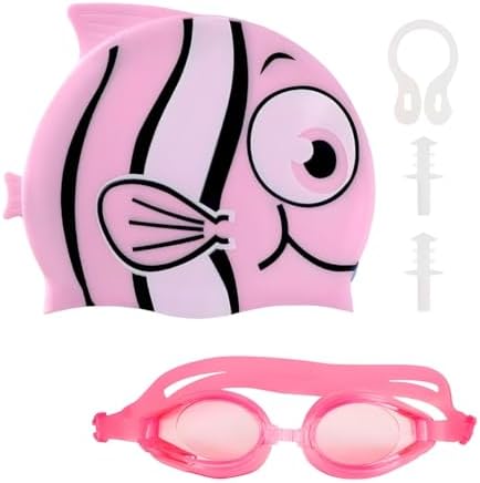 Kit Natação Infantil Peixe Menino E Menina Touca Toca Óculos Merg...