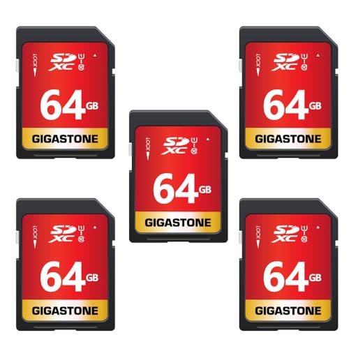 Image of Gigastone 64GB SD Card 5 Pack, UHS-I U1 Class 10 SDXC Memory Card High Speed Full HD Video Canon Nikon Sony Pentax Kodak Olympus Digital Camera
