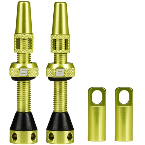 Image of BWSHLF Tubeless Presta Valve Stem 40 /44 /55 /60 /65 /80 /100 mm, Super Light Alloy Presta Valve Stem Kit with Valve Core Remover Tool and Valve Stem Caps - Multiple Color and Size Options(Pair)