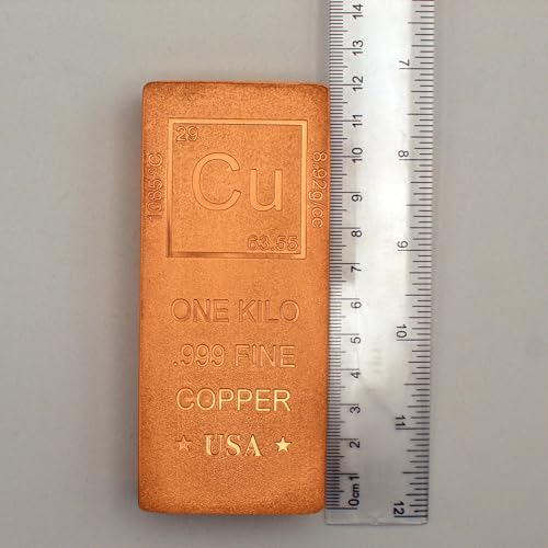 Image of 1 Kilo Copper Bar Bullion Paperweight - 999 Pure Chemistry Design w /COA by CoinFolio