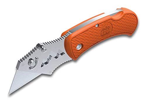 Outdoor Edge BOA - Folding Utility Razor Blade Box Cutter Knife with Ergonomic Polymer Handle and Pocket Clip (Orange, 3-Blades)