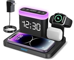Wireless Charging Station, 5 in 1 Wireless Charger Stand with Alarm Clock, 7 Night Lights, Charging photo Wireless Charging Station, 5 in 1 Wireless Charger Stand with Alarm Clock, 7 Night Lights, Charging