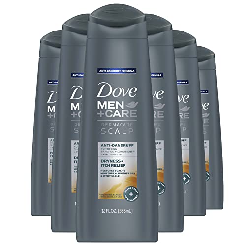 Dove Men+Care Dermacare Scalp 2 in 1 Shampoo and Conditioner Dryness + Itch Relief 12 oz, Pack of 6