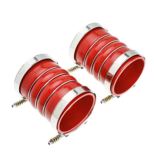 Image of Silicone Charge Air Cooler Hump Hose Boot Set 4 inch X 6 inch 4 inch with T Bolt Clamp Red