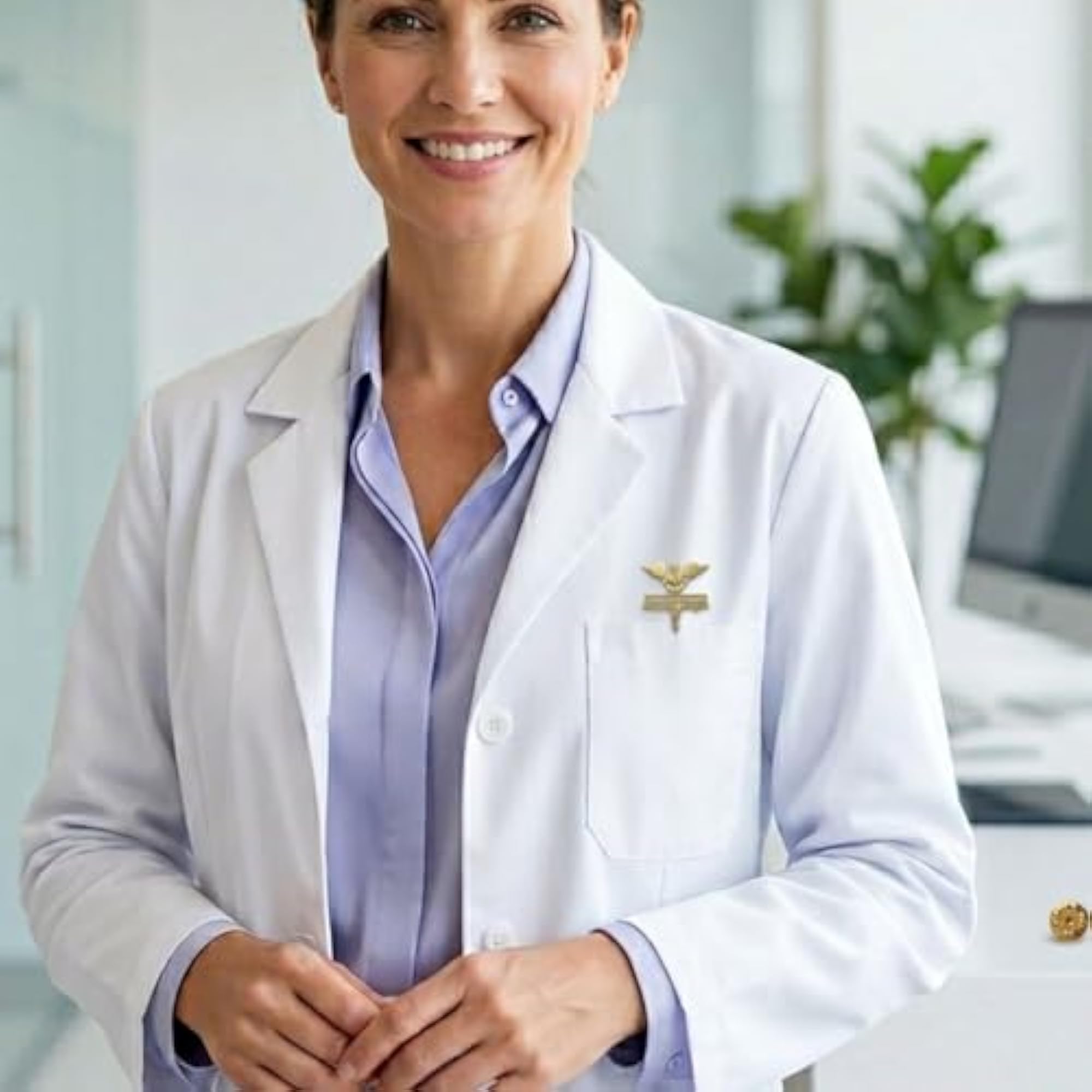 Personalized Doctor Name Brooch Pin with Caduceus Symbol