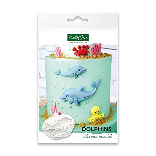 Moule silicone décoration gâteaux mer avec deux dauphins de tailles différentes